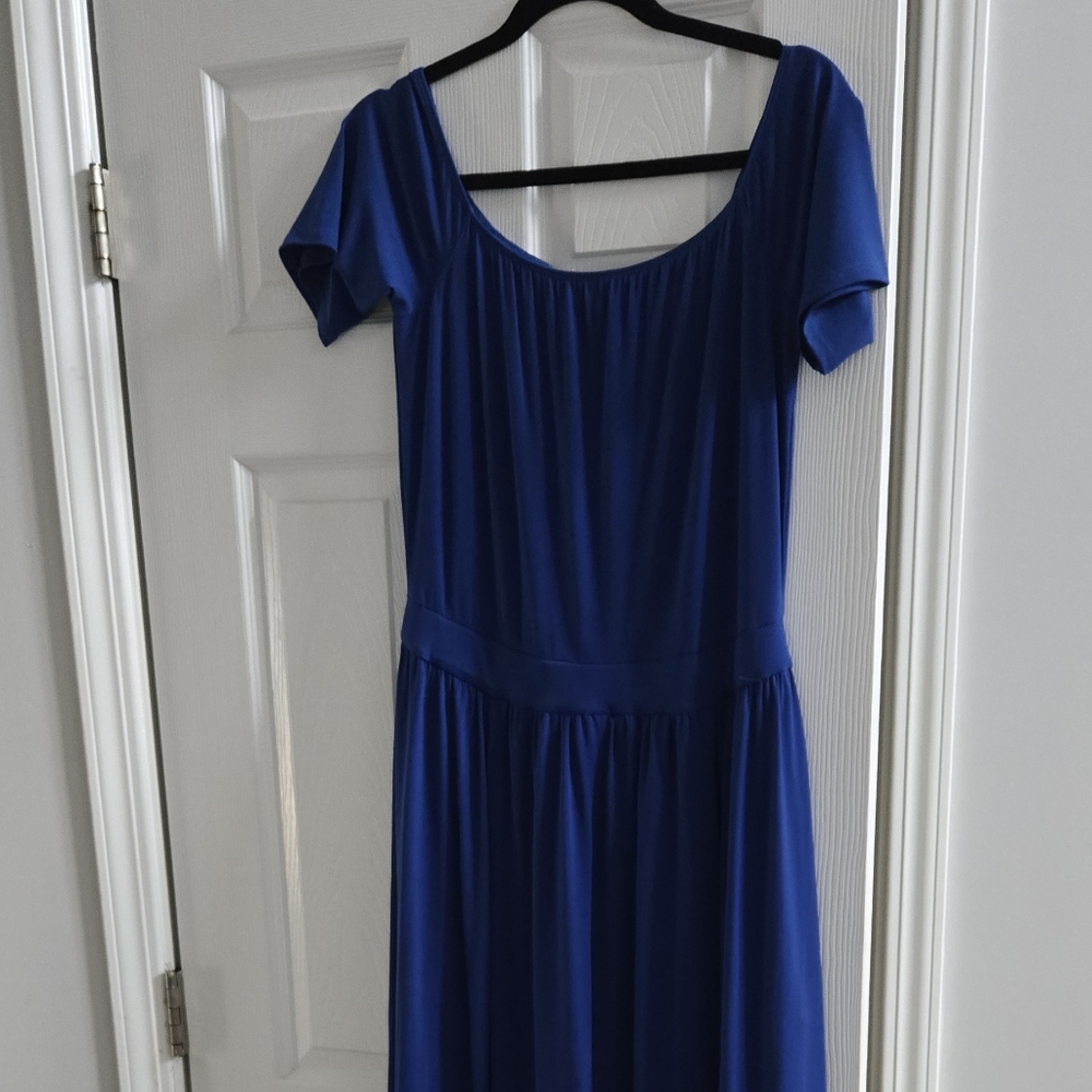Casual Blue Flutter Sleeve Midi Sundress